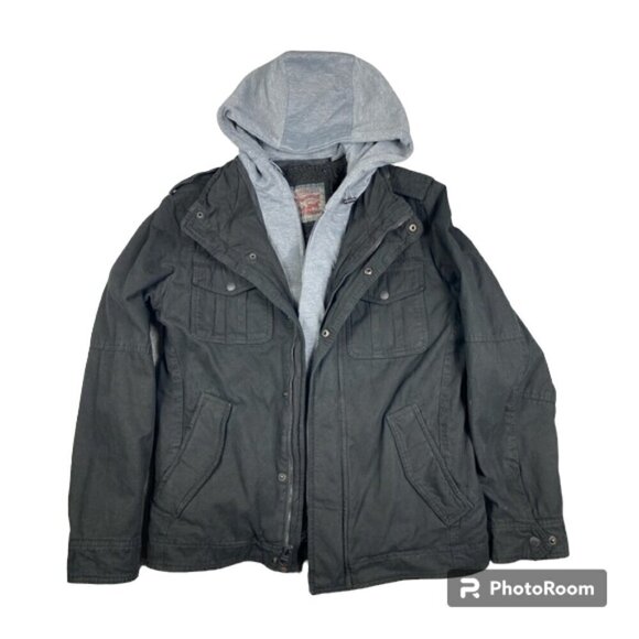 Levi’s trucker jacket Sherpa lining and attached hoodie true black size S - Picture 2 of 14